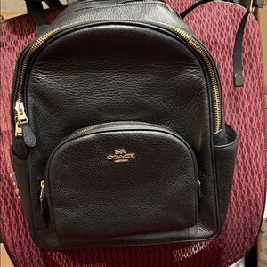 Coach Black Pebbled Leather Backpack with Gold Hardware
